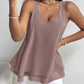 Love Heart Pattern Contrast Lace Layered Chiffon Tank Top