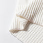 White Multicolor Stitch Detail Cable Knit Short Sleeve Sweater