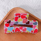 Racing Red Valentines Heart Print Hollow Out Square Hair Claw Clip