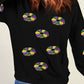 Black Sequined Donuts of Mardi Gras Colors Drop Shoulder Sweatshirt