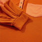 Orange Stripe Exposed Seam Henley Turn-down Neck Puff Sleeve Sweatshirt