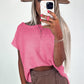 Sachet Pink Solid Color Sweater Tee with Side Slits