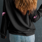 Black Sequined Crawfish Graphic Drop Shoulder Sweatshirt