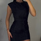Glitter Rhinestone High Neck Sleeveless Bodycon Dress Casual Slim Fit Party Mini Dress