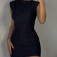 Glitter Rhinestone High Neck Sleeveless Bodycon Dress Casual Slim Fit Party Mini Dress