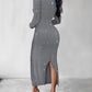 V Neck Long Sleeve Rhinestone Decor Ribbed Bodycon Dress