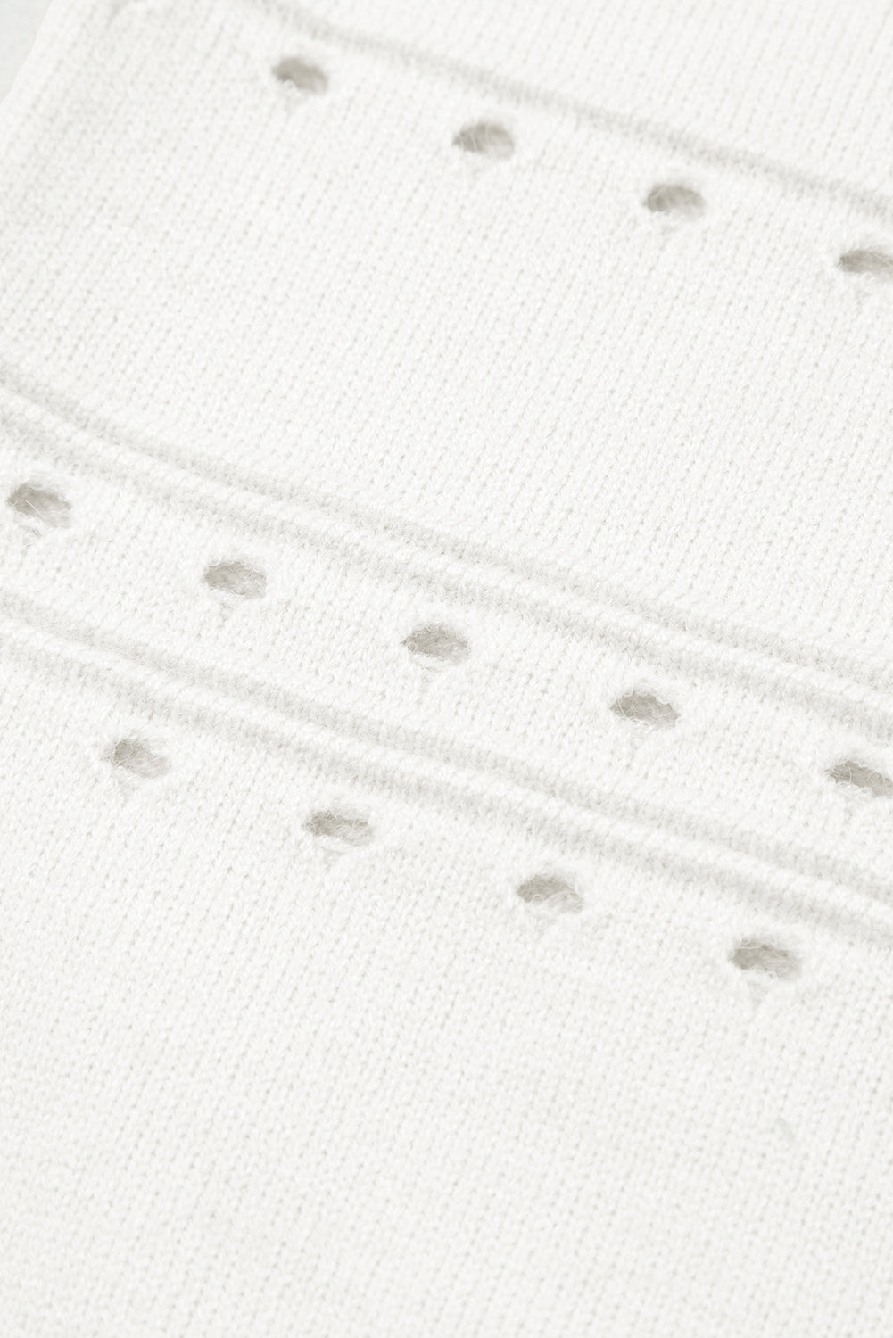 White U Neck Eyelet Accent Sweater Vest