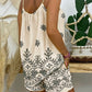 Floral Print Spaghetti Tank Top & Floral Print Pocket Design Shorts Set
