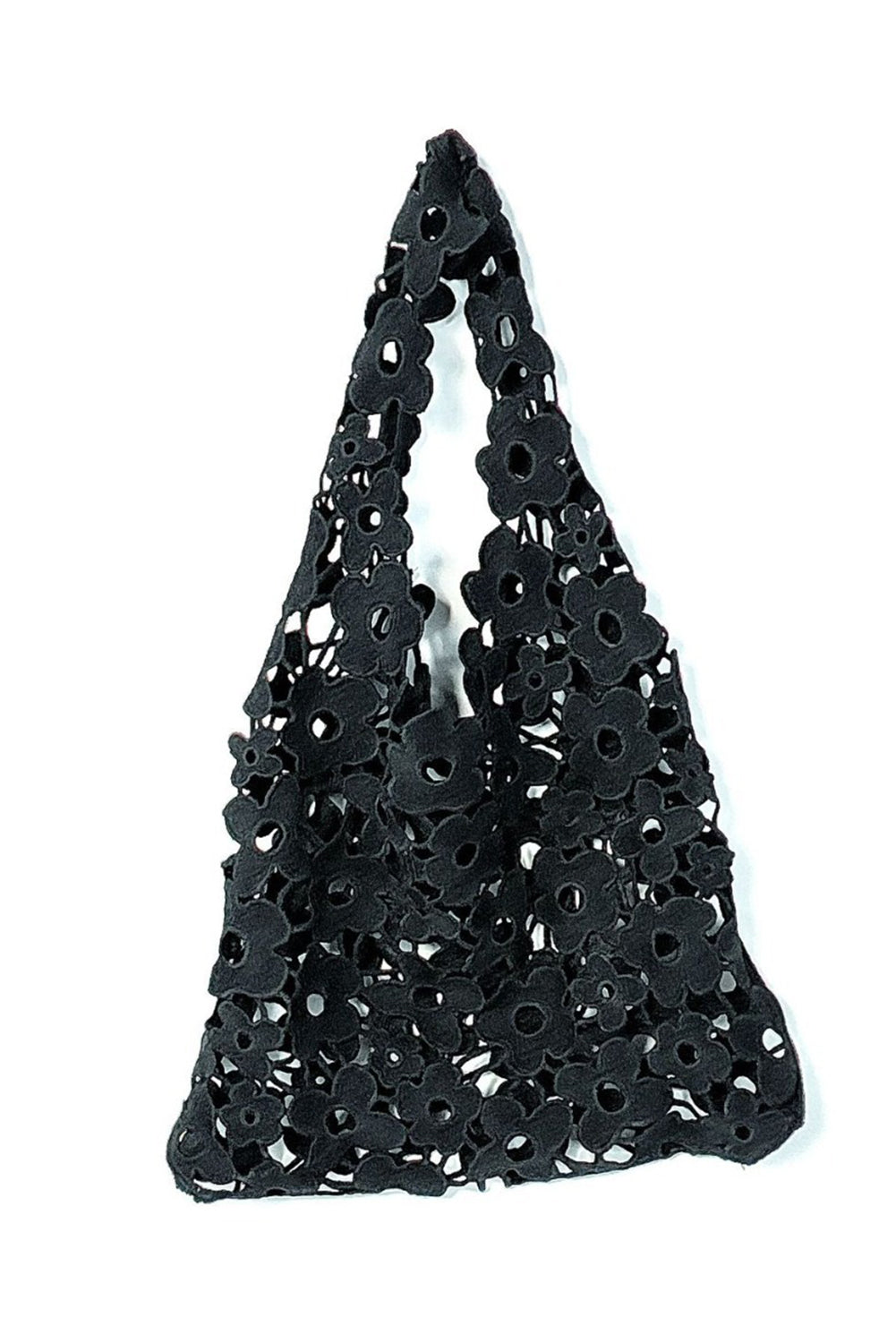 Black Flower Crochet Hollow Out Large Tote Bag