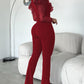 Elegant Mesh See Through Long Sleeve Jumpsuits Contrast Lace Sequin Patch Casual Overalls