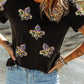 Black Maid Gras Sequin Fleur de Lis Graphic T Shirt