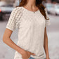 Contrast Lace Round Neck Short Sleeve T Shirt Casual Knit Business Top