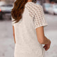 Contrast Lace Round Neck Short Sleeve T Shirt Casual Knit Business Top