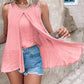 Slit Hollow Out Round Neck Fake Two Piece Tank Top