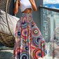 Tribal Print Shirred Wide Leg Pants