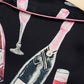 Black Champagne Print Silky Short Sleeve Pajamas Set