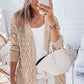 Jet Stream Cable Knit Eyelet Side Pockets Baggy Cardigan