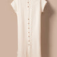 Apricot Crinkled Buttons Maxi Beach Dress with Slits