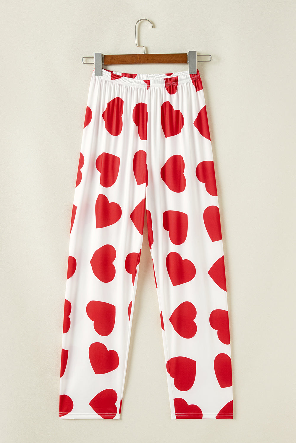 Red Ruffled Tank Top And Heart Print Pants Lounge Set