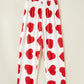 Red Ruffled Tank Top And Heart Print Pants Lounge Set