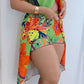 Tropical Floral Print Front Slit Cami Top & Drawstring Shorts Set
