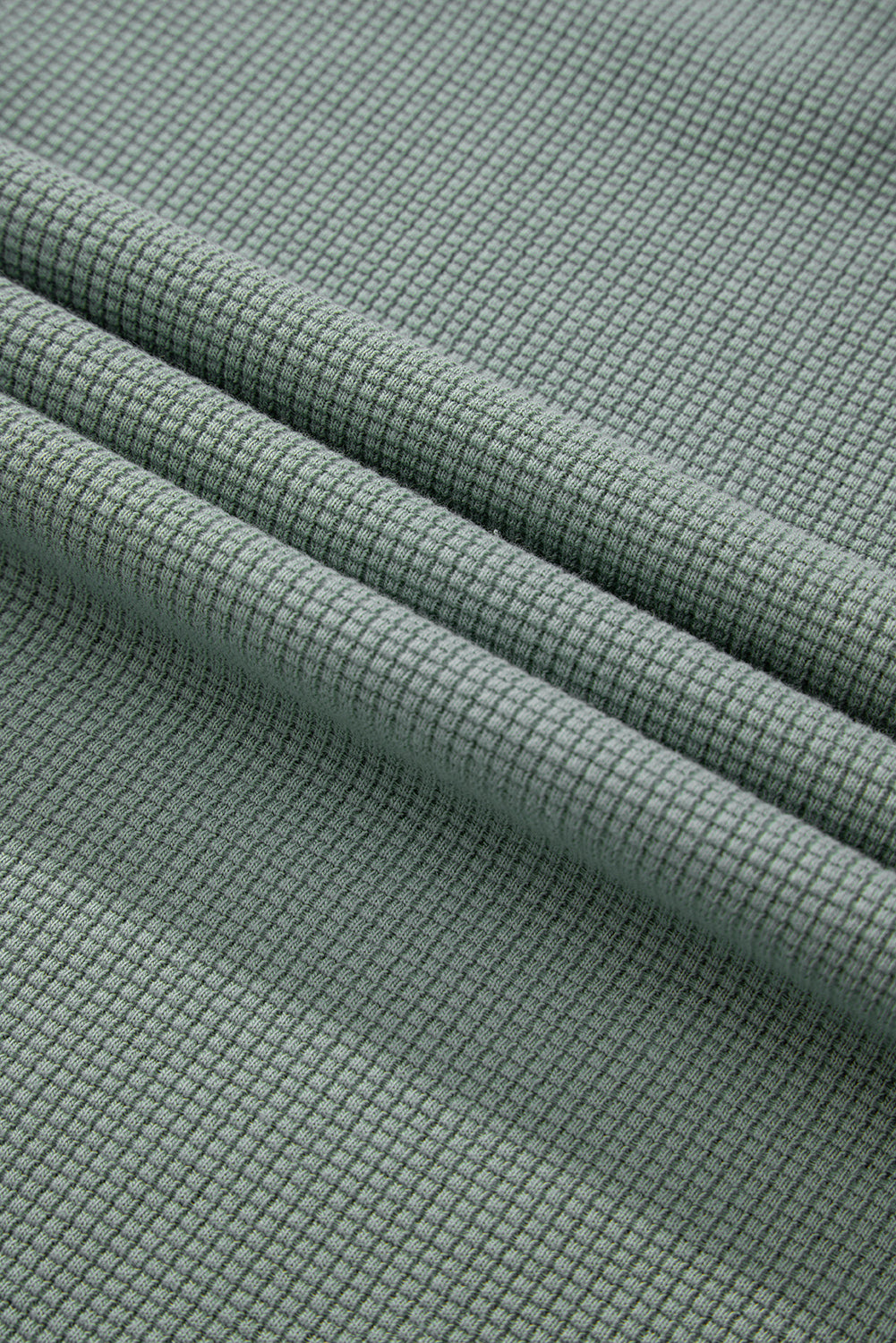 Clearly Aqua Waffle Knit Drop Shoulder V Neck Top