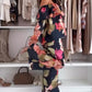 2 Pieces Outfit Floral Print Off Shoulder Bell Sleeve Ruffles Top and Casual Elastic Back Waist Wide Leg Pants Set