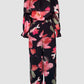 2 Pieces Outfit Floral Print Off Shoulder Bell Sleeve Ruffles Top and Casual Elastic Back Waist Wide Leg Pants Set