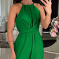 Halter Sleeveless Lace up Jumpsuit Casual Waist Ruched Loose Fit Romper