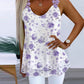 Floral Print Lace Trim Strap Sleevless Tank Casual Slim Fit Chiffon Top