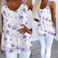 Floral Print Lace Trim Strap Sleevless Tank Casual Slim Fit Chiffon Top