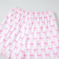 Pink Bowknot Printed Short Sleeve and Ruffled Shorts Valentines Pajama Set