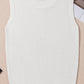 White Solid Color Eyelet Knit Crew Neck Sweater Vest