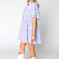 Lavendula Plaid Ruffle Wide Short Sleeve Babydoll Mini Dress