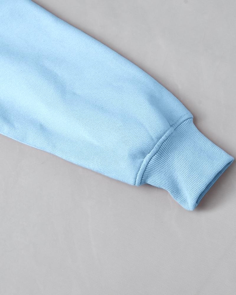 Butterfly Pattern Fleece Lined Sweatshirt Long Sleeve Crewneck Casual Loose Vintage Pullover Tops