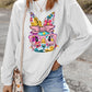 White Floral Rabbit with Glasses Graphic Corded Easter Sweatshirt