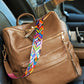 Chestnut Geometric Crochet Strap PU Leather Large Backpack