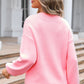 Pink Bow Graphic Drop Shoulder Round Neck Sweater