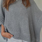 Solid Three Quarters Batwing Sleeve Hollow out Pattern Edges Casual Knit Top