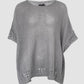 Solid Three Quarters Batwing Sleeve Hollow out Pattern Edges Casual Knit Top
