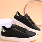 Black Color Contrast Quilted Lace-up Sneakers