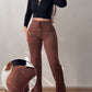 Jacquard Knit Bell Bottom High Waist Elastic Waist Slim Fit Casual Long Pants