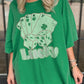 Bright Green Rhinestone Lucky Poker Cards Oversized T Shirt Mini Dress