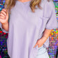 Orchid Petal Waffle Knit Short Sleeve Patched Pocket Plus Size Top