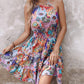 Paisley Print Halter Backless Ruffles Dress
