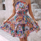 Paisley Print Halter Backless Ruffles Dress