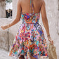 Paisley Print Halter Backless Ruffles Dress
