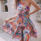 Paisley Print Halter Backless Ruffles Dress