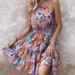 Paisley Print Halter Backless Ruffles Dress