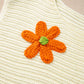 White Flower Crochet Round Neck Knitted Top